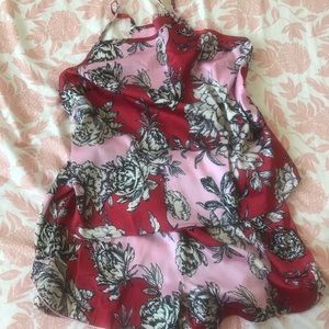 Red and pink silk pajama set